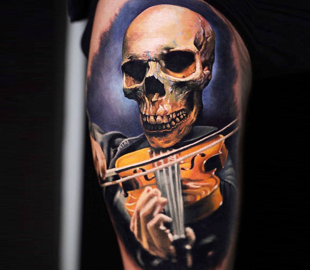 Gifts For Music Lover - Violin tattoo idea! so cool!! Credit: Dana  Saccomano | Facebook