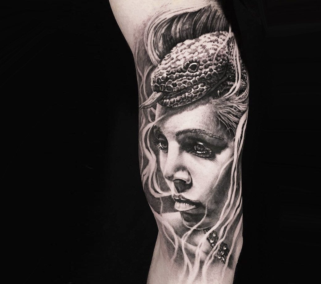 Knife Snake & Flowers Temporary Waterproof Tattoos Sleeve Womens Fake Leg  Arm | eBay