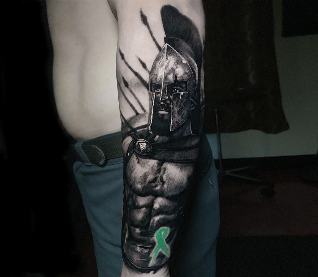 Realistic 300 Spartan Tattoo Black and Grey 