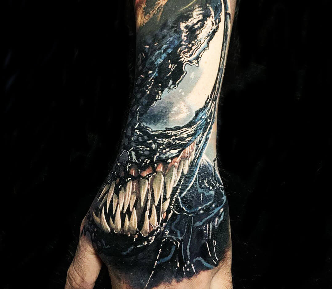 Tattoo photos Gallery. realistic Venom Marvel Comics tattoo art Steve Butch...