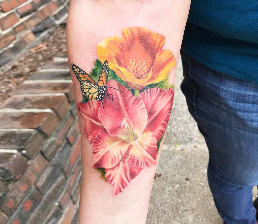 Custom Floral Tattoo Design Large Size  Lara Vinck