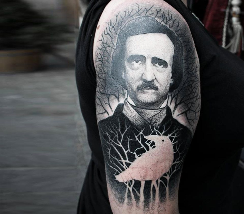 Tattoo of Edgar Allan Poe Portraits Faces