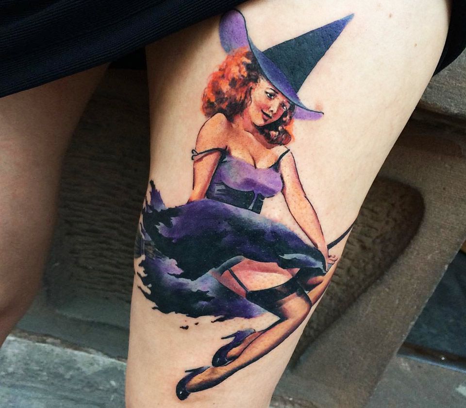 Pin Up Witch Tattoo By Todryk Tattoo Photo 15099 
