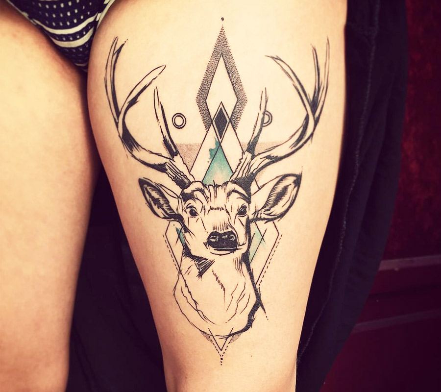 Deer Tattoo Style Stock Illustrations, Cliparts and Royalty Free Deer Tattoo  Style Vectors