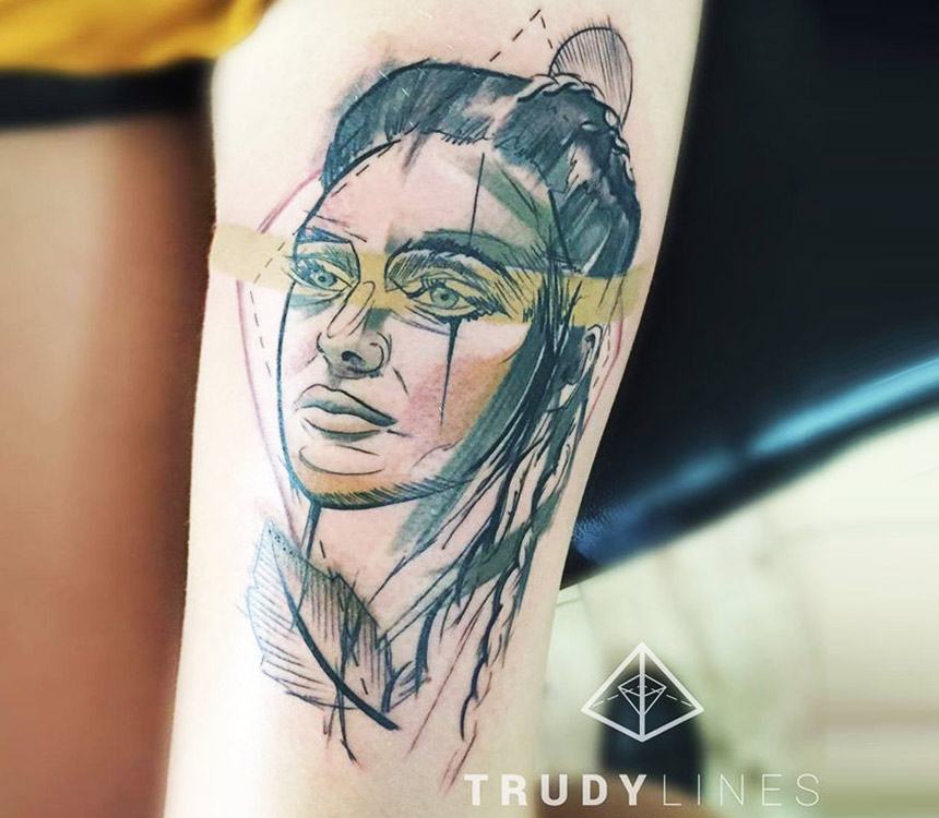 Woman Portrait Tattoo By Trudy Lines Tattoo Photo 15468 2909