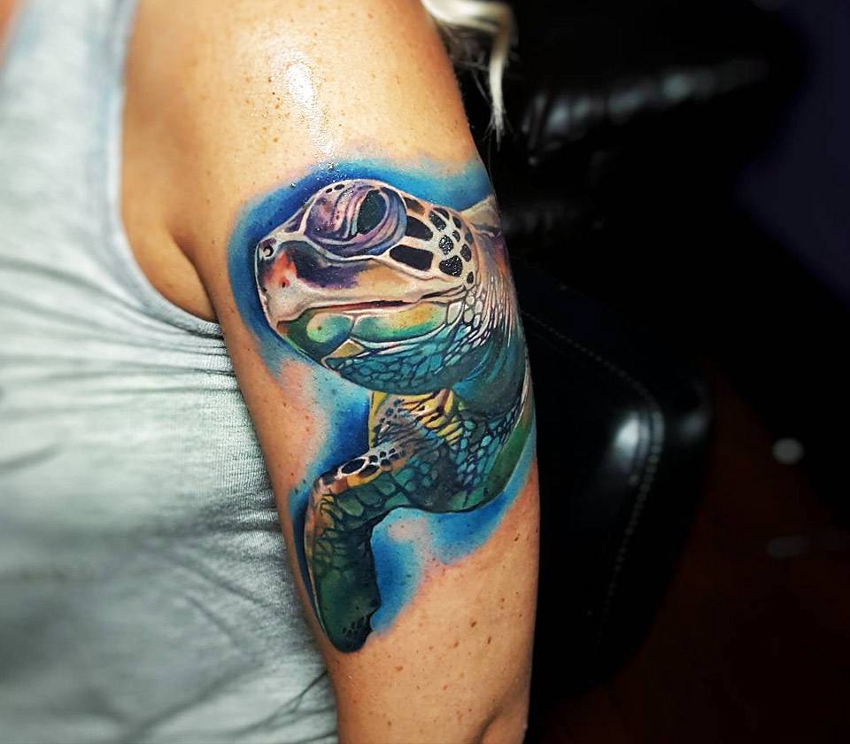 Turtle tattoo by Tyler Malek  Photo 18884