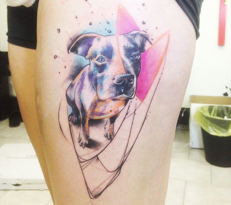 Abstract Dog Portrait Tattoo in 2023  Dog portrait tattoo Tattoos Dog  tattoos