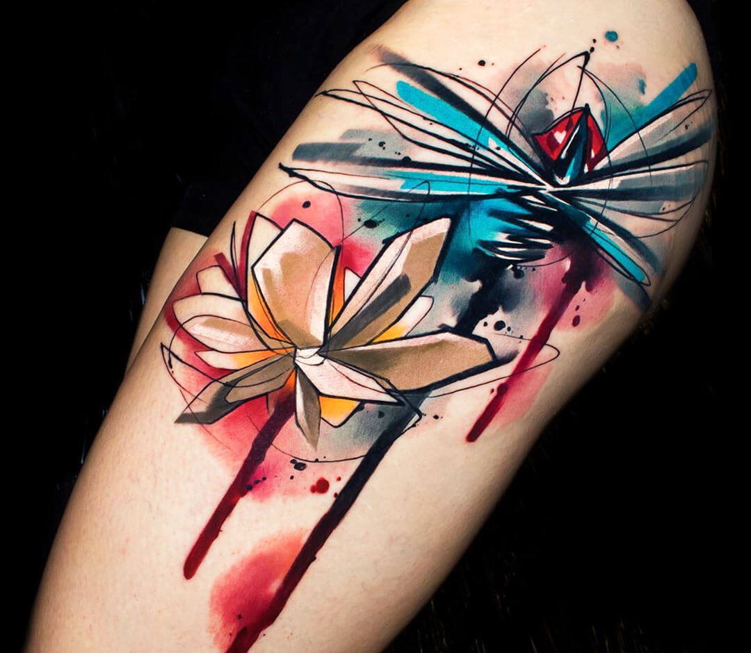 Locke Studios  Lotus tattoo with a dragonfly rework tattoo done