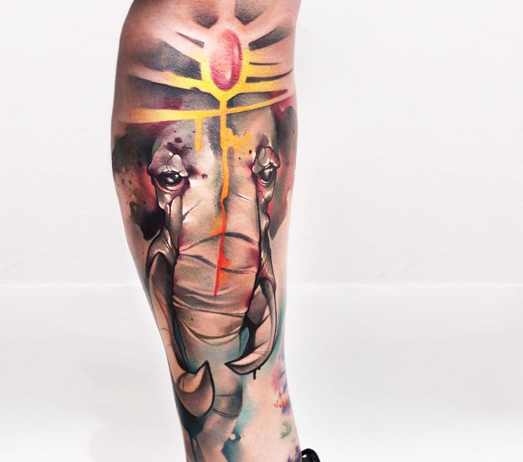 Single-line elephant tattoo by Mo Ganji at Atelier Eva : r/tattoos
