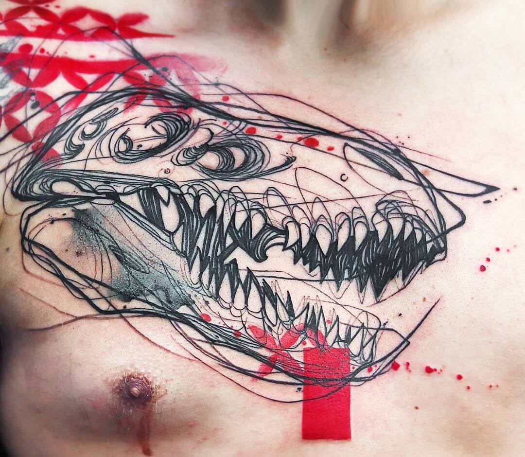 TRex skull tattoo by Deborah Pow  Tattoogridnet