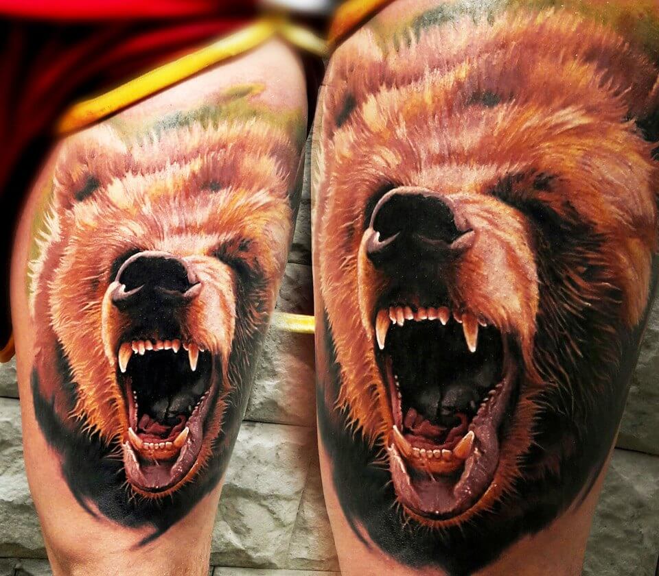 Red Bear Tattoo on Shoulder - Best Tattoo Ideas Gallery