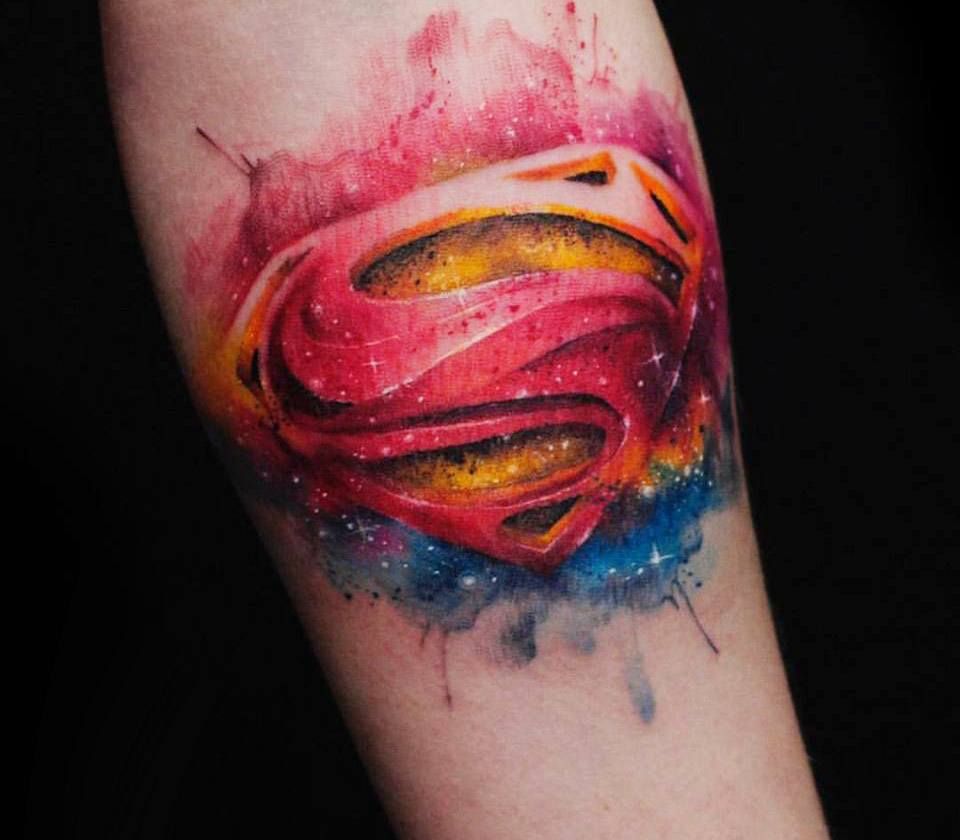 Little battle worn Superman logo tattoo I got to make the … | Flickr