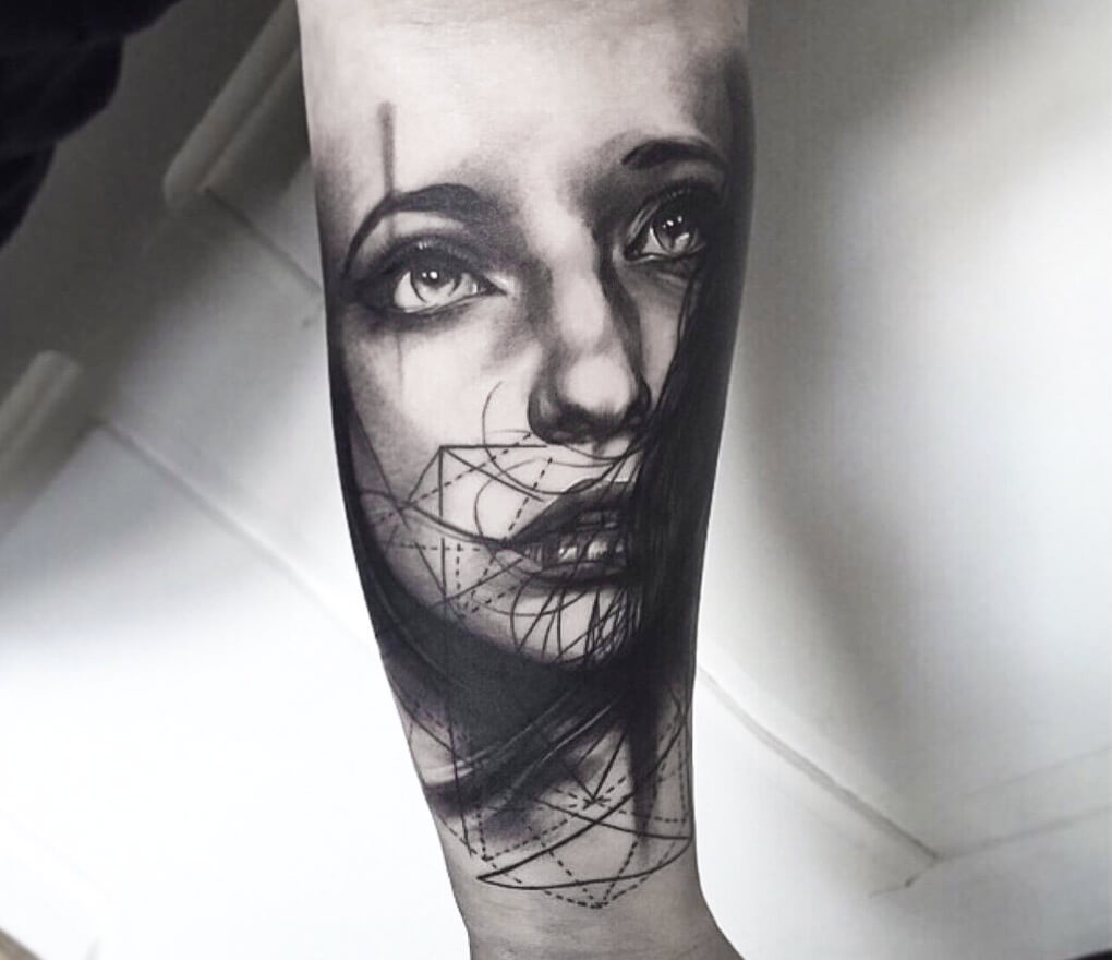 Girl face tattoo by Victor Del Fueyo | Photo 27347