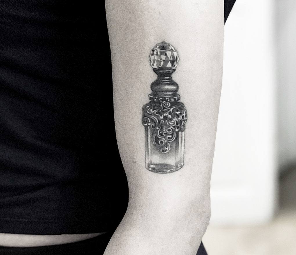 The Church Tattoo - How adorable is this little perfume bottle by  @stephanie_melbourne? 😍🌸 Message directly for enquiries and bookings: ✉  stephaniemelbourne@live.co.uk @thechurchtattoo Feel free to like, comment  and tag friends! Page