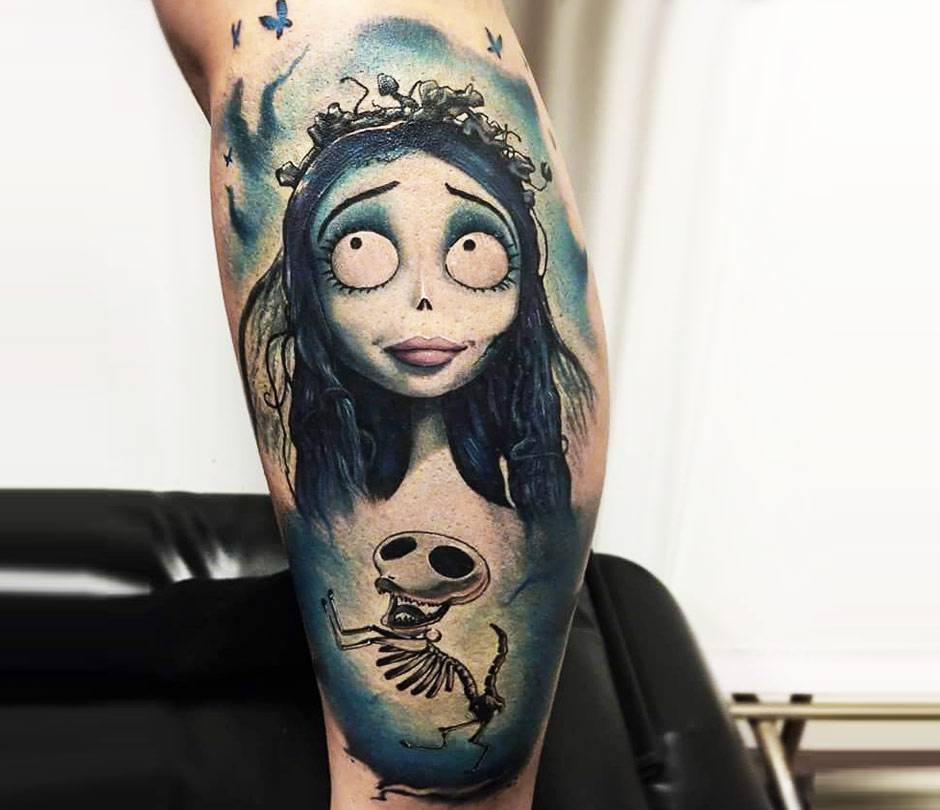 Finished Corpse Bride tattoo