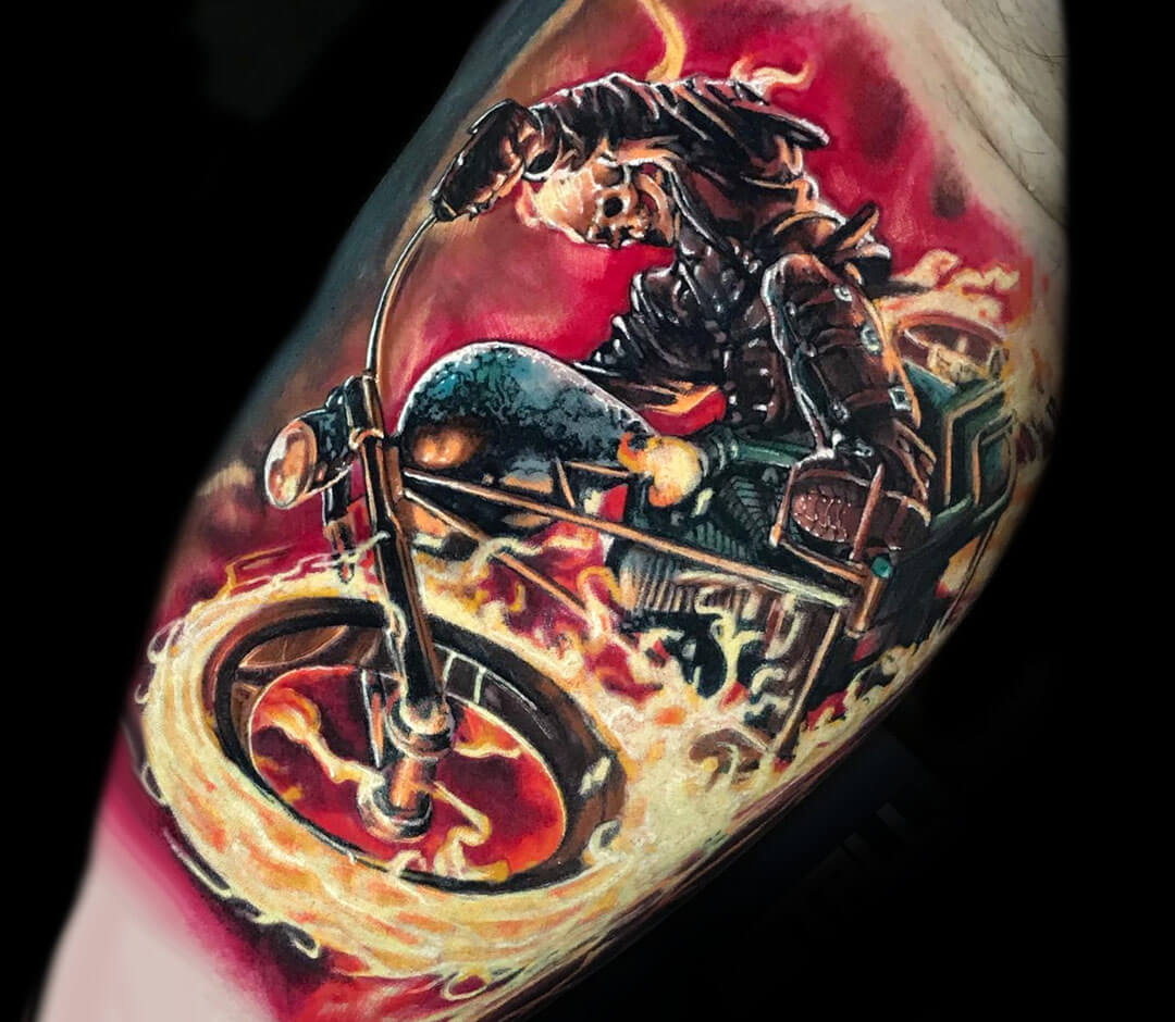Tattoo photos Gallery. realistic Ghost Rider from Marvel Comics tattoo art ...