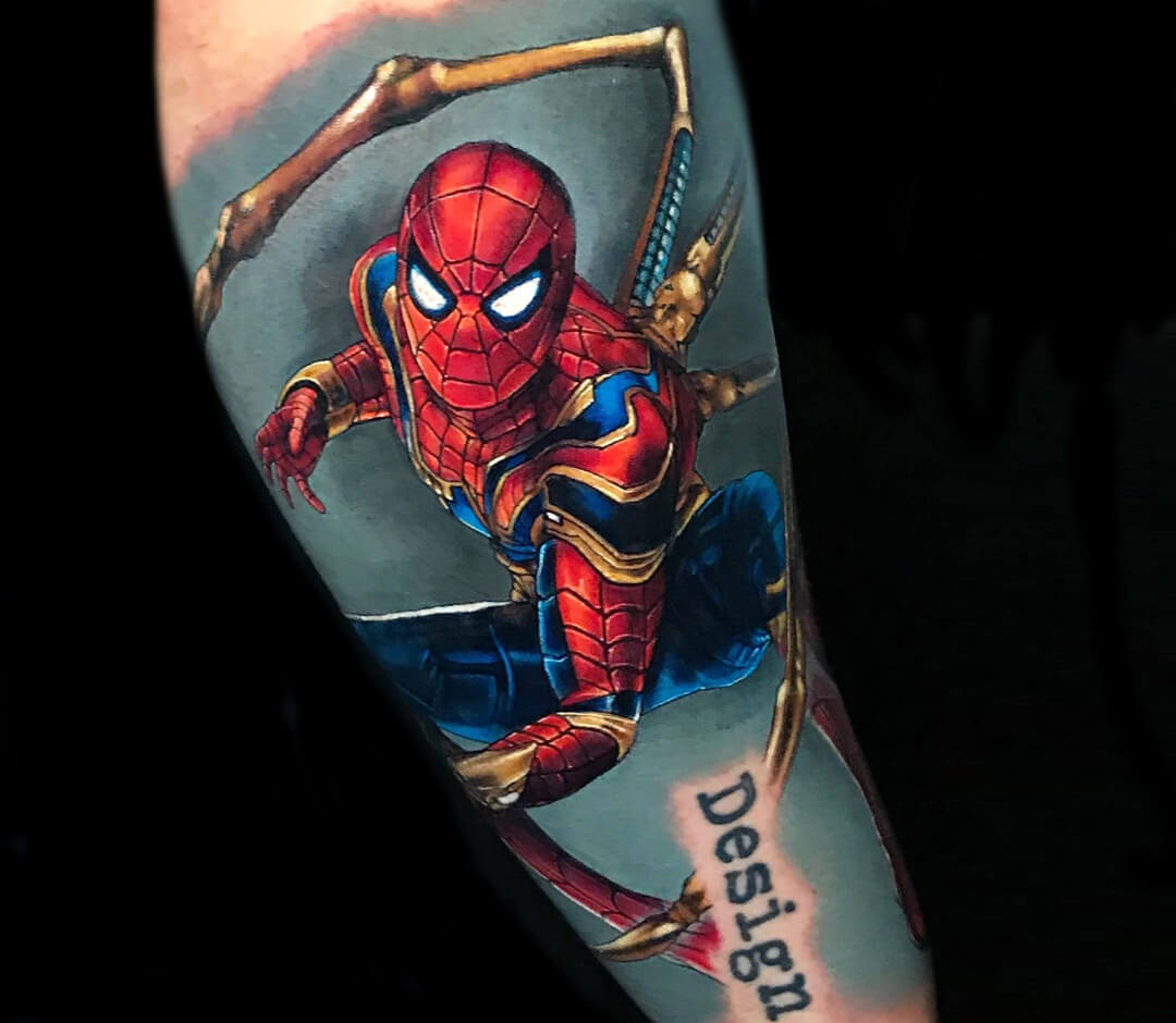 Close. realistic Spider-Man Marvel Comics tattoo art Victor Zetall. 