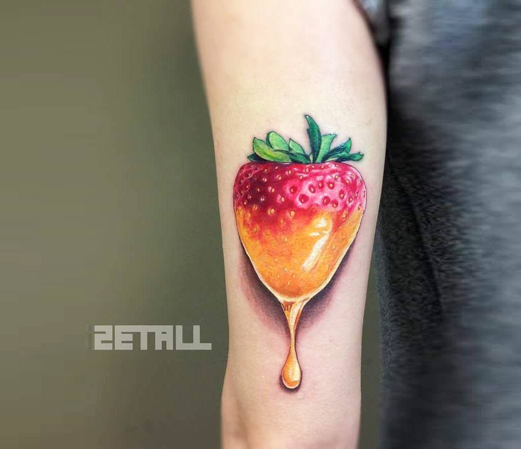 Westcoast Tattoo-Mandurah - How cute is this? A Micro Strawberry by Emma!  Tag a friend who would love to get matching micro fruit tattoos! Tattoos by  Emma Jean Instagram: @emmajeantattoos | Facebook