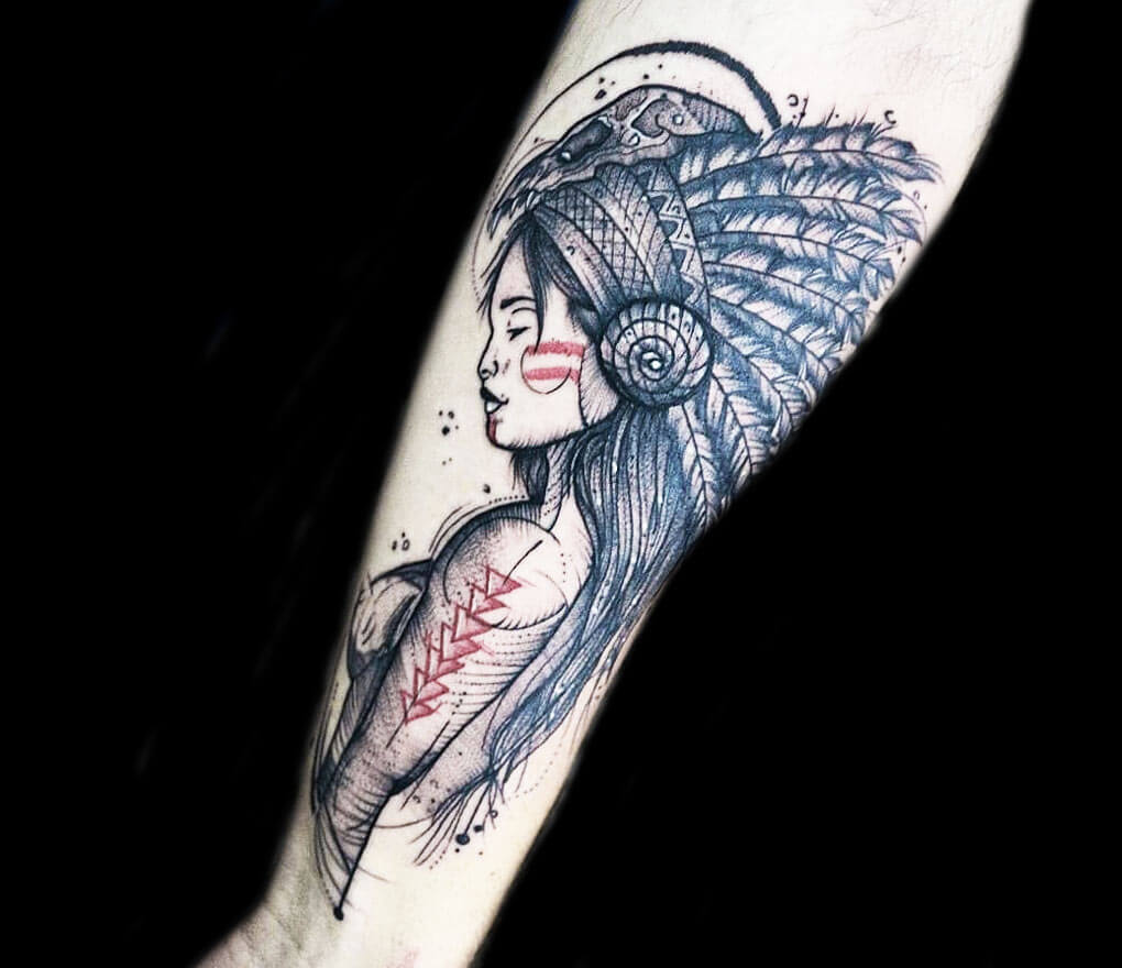 Indian Girl Tattoo By Vinicius Menoli Photo 27073   Artist  Vinicius Menoli  Indian Girl Tattoo 19049130732 