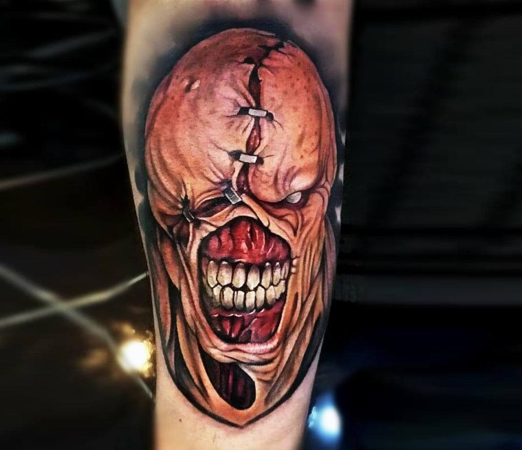 Nemesis Resident Evil Tattoo Portrait By Larry Brogan  फट शयर