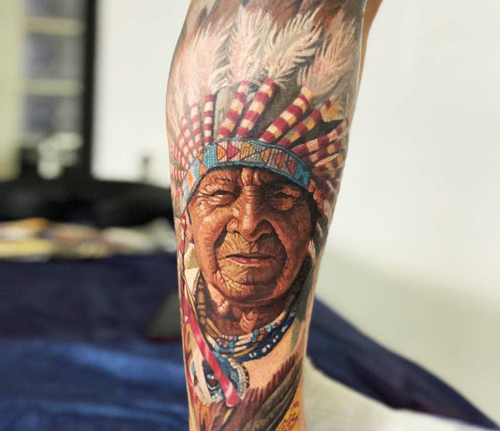 Sketch Of Indian Chief Tattoo Art With Vintage Vibes Photo Background And  Picture For Free Download - Pngtree