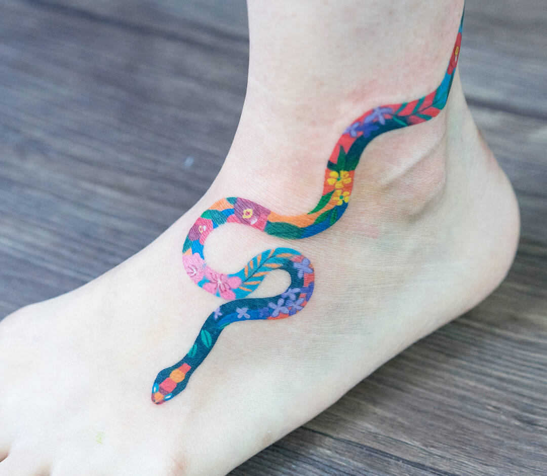 Tattoo uploaded by Kelly Pyszkiewicz  Freehand snake anklet Done at  Mohave Creative Los Angeles  Tattoodo