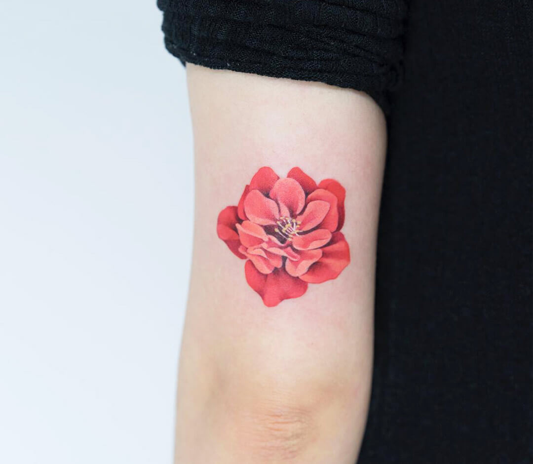 Red flower tattoo by Zihee Tattoo Photo 28214