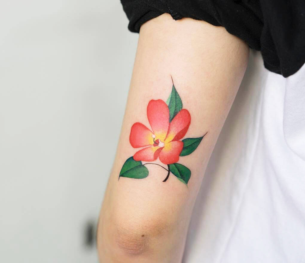Simple tattoo with lily and sweet pea flower on Craiyon